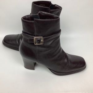 Karen Scott Leather Ankle Riser Boots Dark Brown Leather Sz. 7